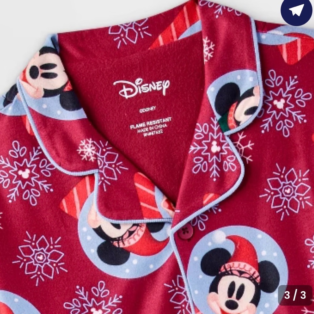 Disney Adult Pajama set with Mickey Mouse and Snowflakes